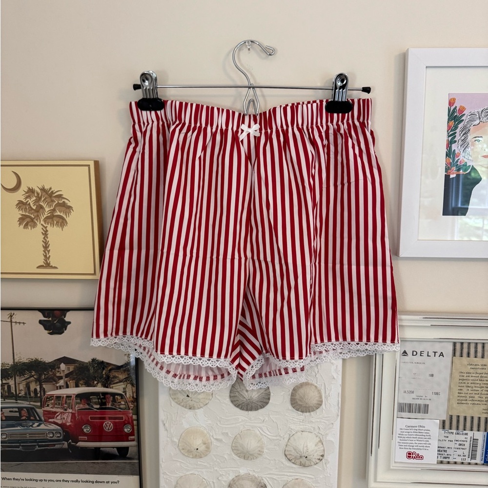 Red & White Striped Women’s Lounge Shorts